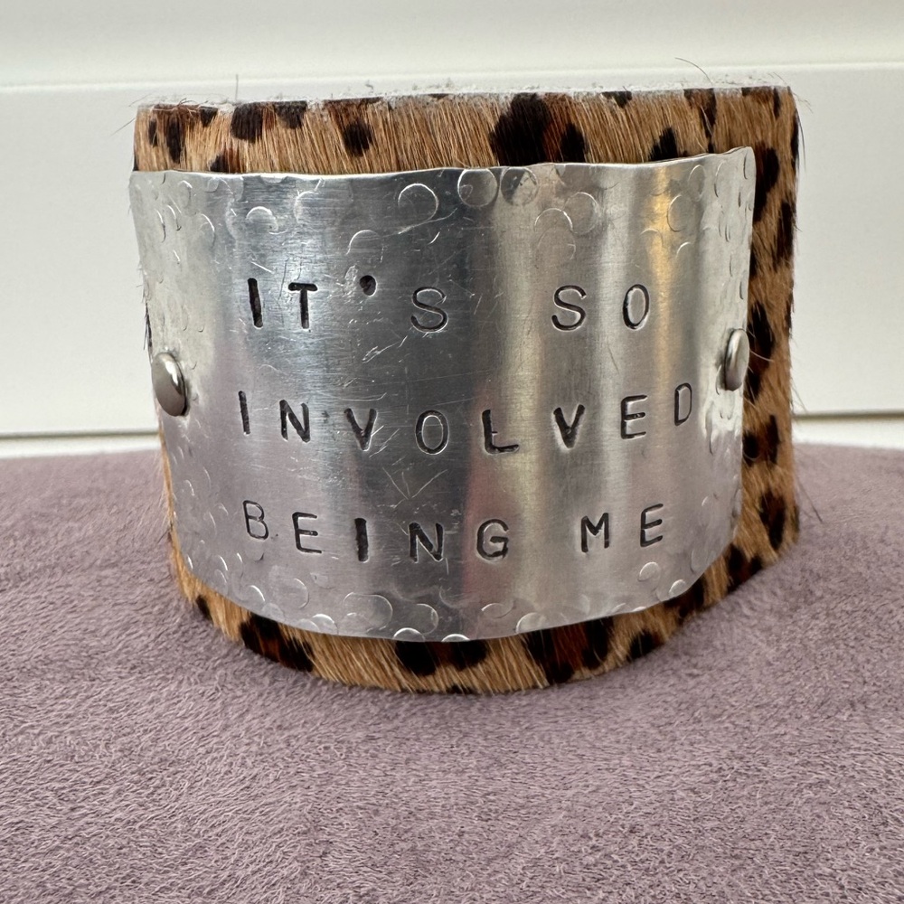 Leopard Print Cuff Bracelet with Silver Plate